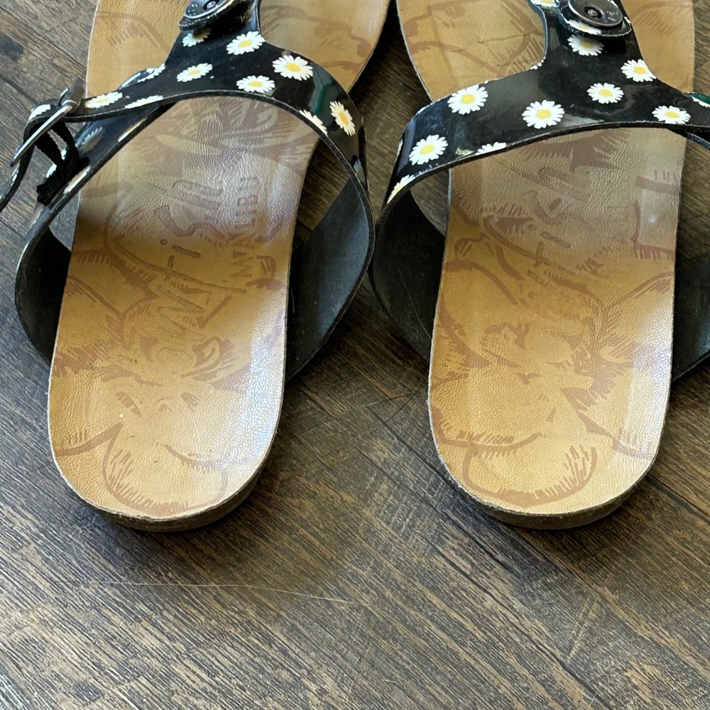Blowfish Malibu Womens Black Daisy Floral Braided Thong Sandals B130 Size 8.5 - Picture 3 of 7